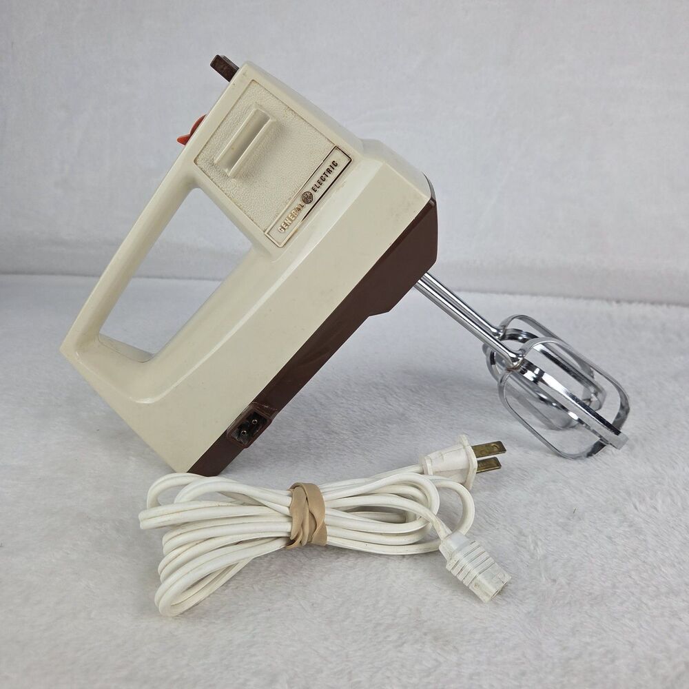 Vintage GE Hand Mixer D1M24 Brown Beige 3 Speed Electric Mixer Tested USA